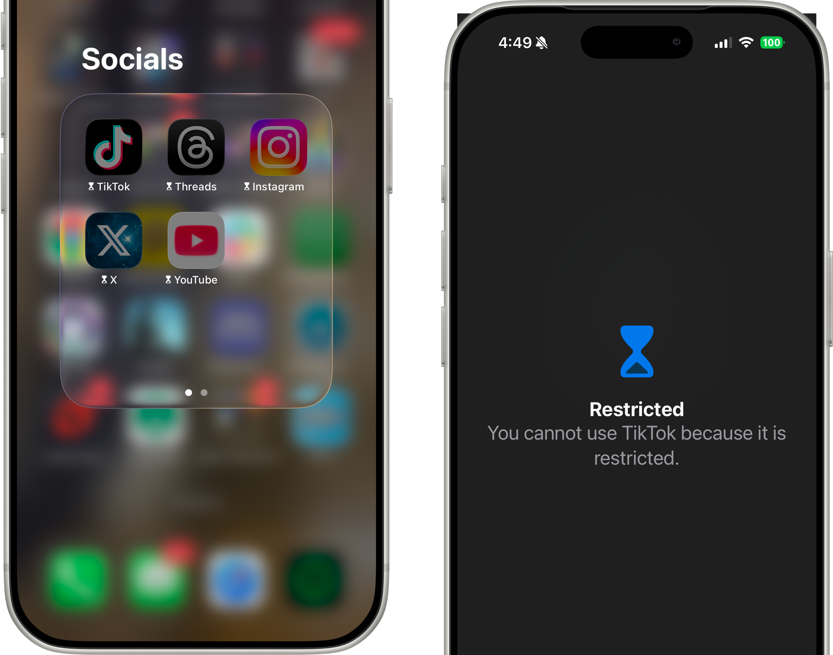 YSYL preview showing apps locked before bed